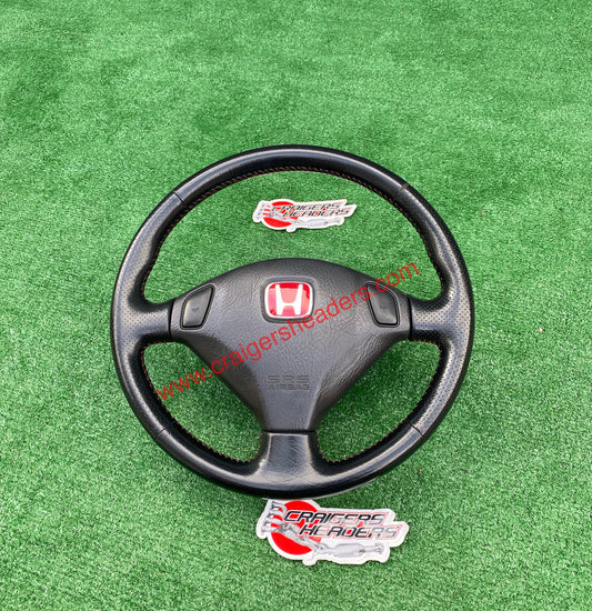 Honda Prelude 97-01 BB6 BB8 BB9 Type-S OEM Steering Wheel Red Stitching Atts