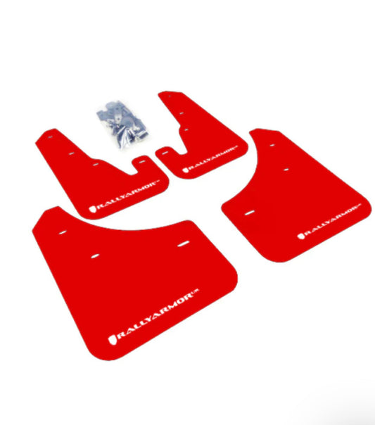 Rally Armor 04-09 Mazda3/Speed3 Red UR Mud Flap w/ White - MF9-UR-RD/WH